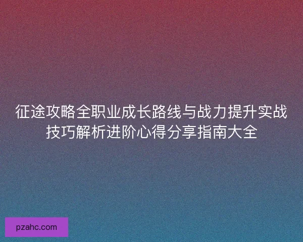 征途攻略全职业成长路线与战力提升实战技巧解析进阶心得分享指南大全