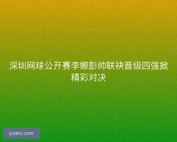 深圳网球公开赛李娜彭帅联袂晋级四强掀精彩对决